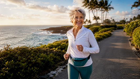 Older woman walking outdoors for healthy aging
