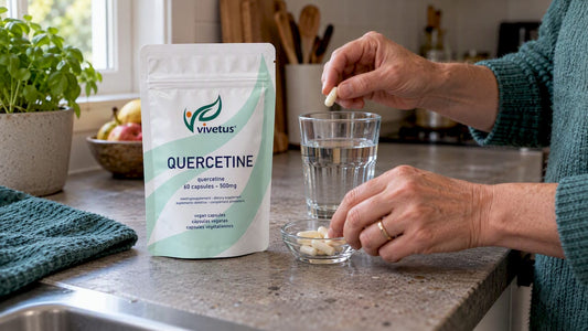 Vivetus quercetin product beside bromelain capsules